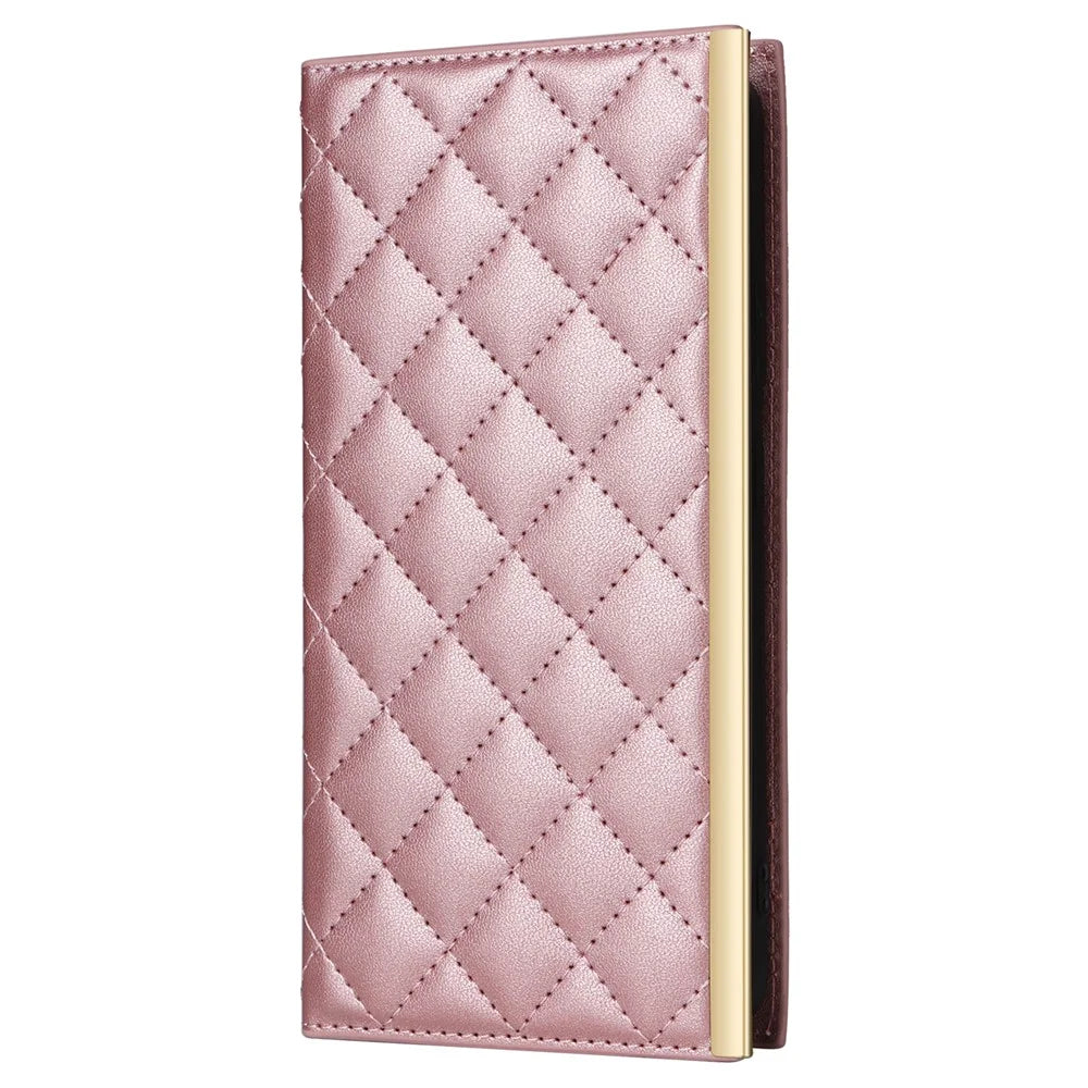 For Samsung Galaxy S21 FE 5G Leather Case Suction Cup 3 Card Slots Phone Cover - Rose Gold - 7