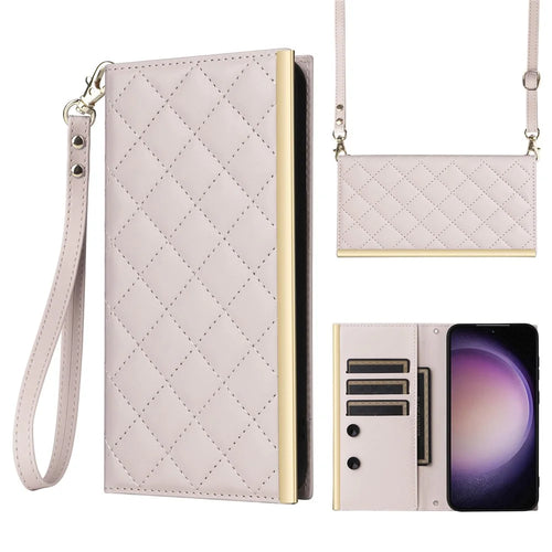 For Samsung Galaxy S23+ Wallet Case Anti-Drop PU Leather Phone Cover with Stand - Beige - 1
