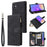 For Samsung Galaxy A05 4G Case Multiple Card Slots Anti-fall Zipper Pocket Leather Phone Cover - Black - 1