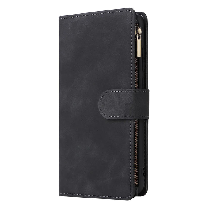 For Samsung Galaxy A05 4G Case Multiple Card Slots Anti-fall Zipper Pocket Leather Phone Cover - Black - 7