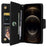 For iPhone 12 Pro Max Case Rivet Decor PU Leather Wallet Flip Phone Cover - Black - 2