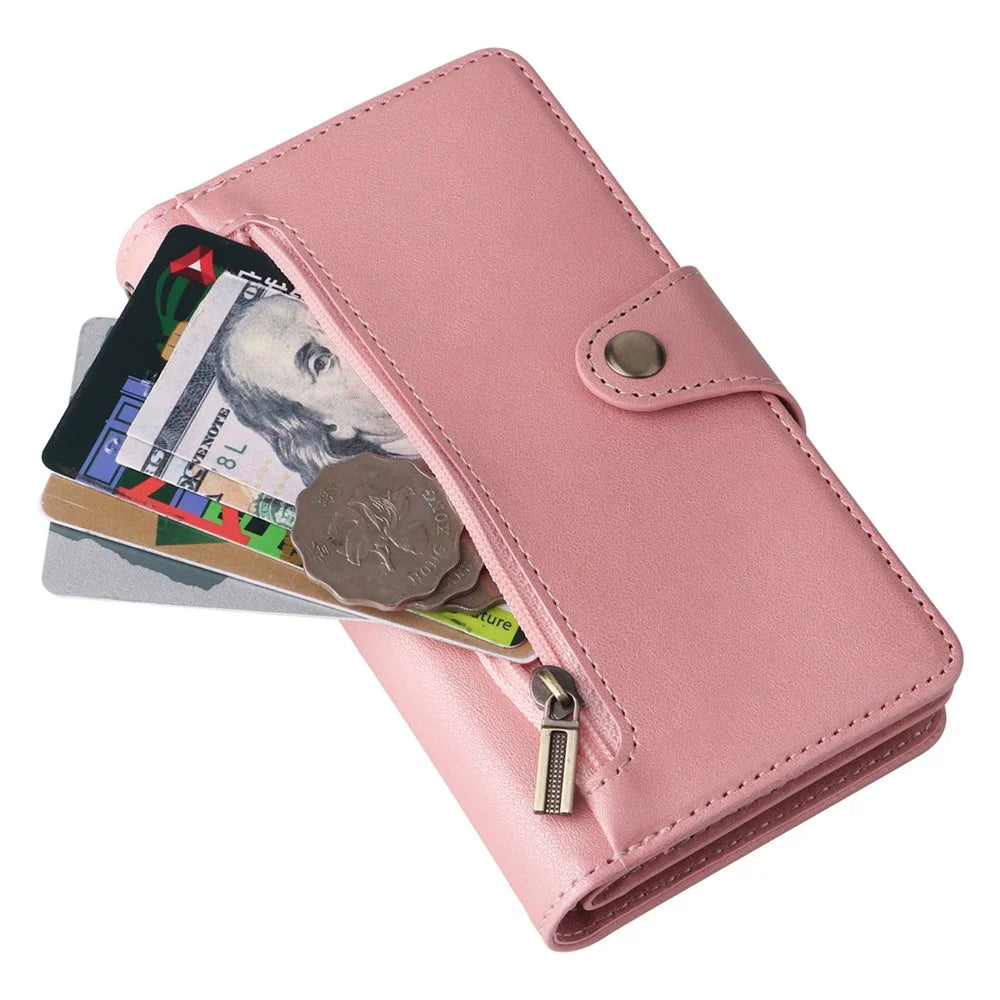 For iPhone 12 mini Shockproof Case Rivet Decor PU Leather Phone Cover - Rose Gold - 5