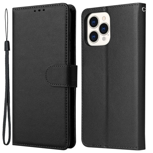 For iPhone 13 Pro Case Wallet PU Leather Flip Protective Phone Cover - Black - 1