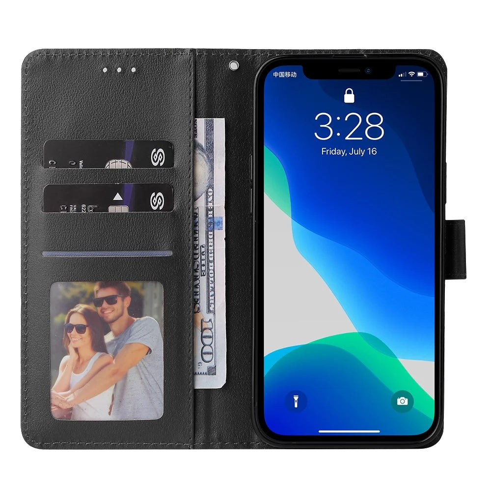 For iPhone 13 Pro Case Wallet PU Leather Flip Protective Phone Cover - Black - 2