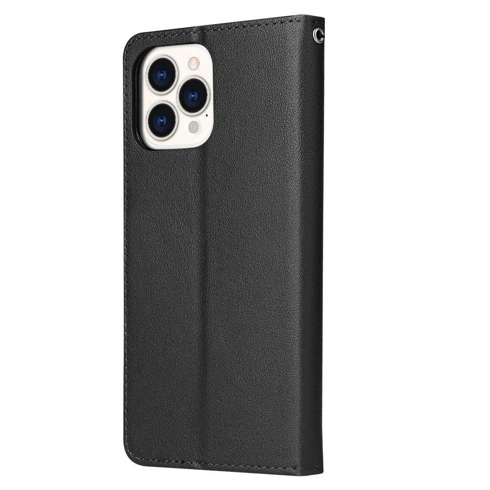 For iPhone 13 Pro Case Wallet PU Leather Flip Protective Phone Cover - Black - 6