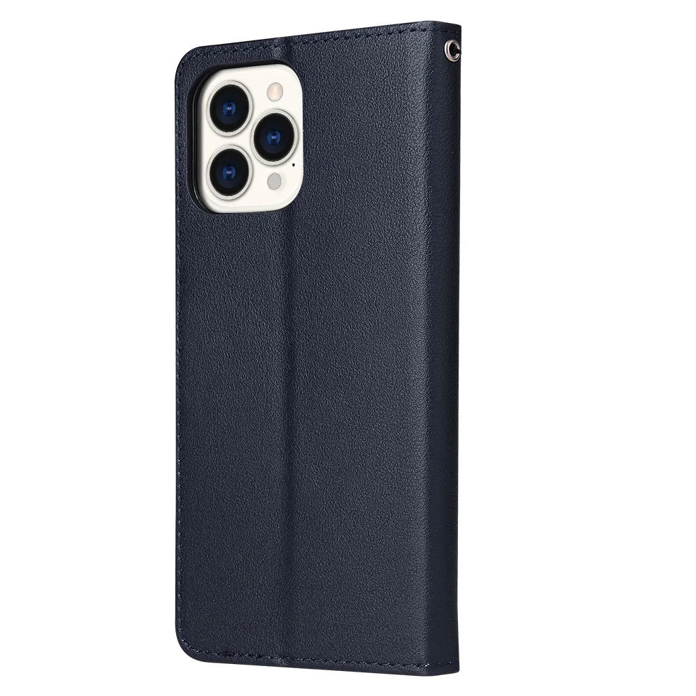 For iPhone 11 Pro Shockproof Case Anti-Scratch PU Leather Wallet Phone Cover - Blue - 6