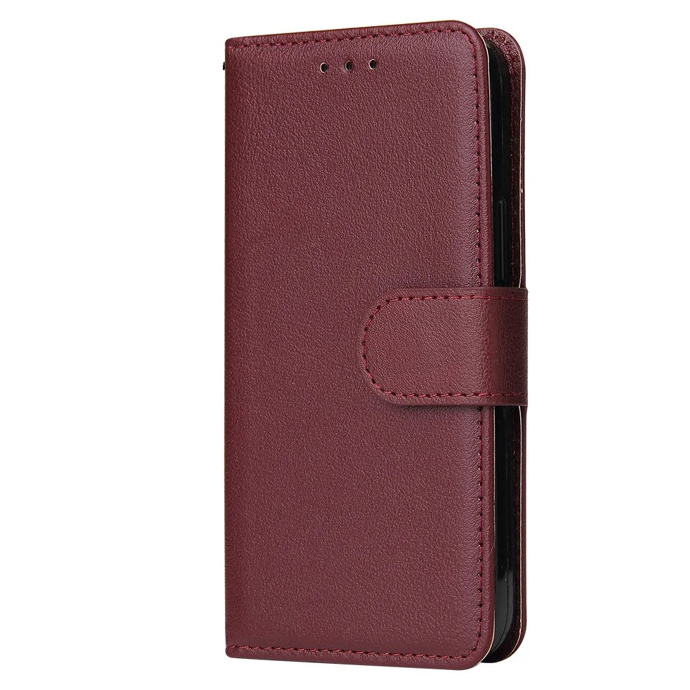 For iPhone 11 Pro Max Case Magnetic PU Leather Stand Flip Phone Cover - Wine Red - 5