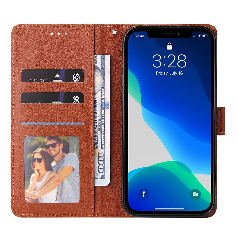 For iPhone 11 Case PU Leather+Shockproof TPU Wallet Phone Cover - Brown - 2