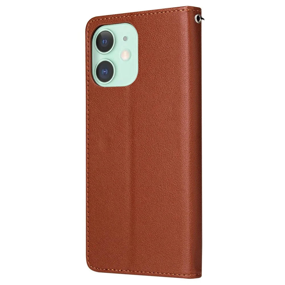 For iPhone 11 Case PU Leather+Shockproof TPU Wallet Phone Cover - Brown - 6