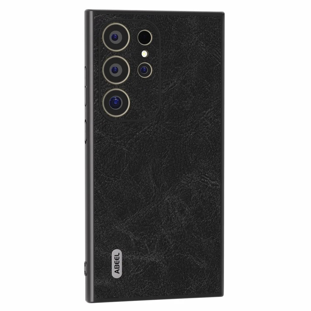 ABEEL For Samsung Galaxy S24 Ultra Case PU+PC+TPU Litchi Texture Anti-Scratch Phone Cover - Black - 2