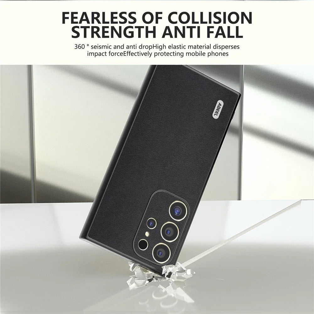 ABEEL For Samsung Galaxy S24 Ultra Case Nappa Texture Drop Protection Phone Cover - Black - 3