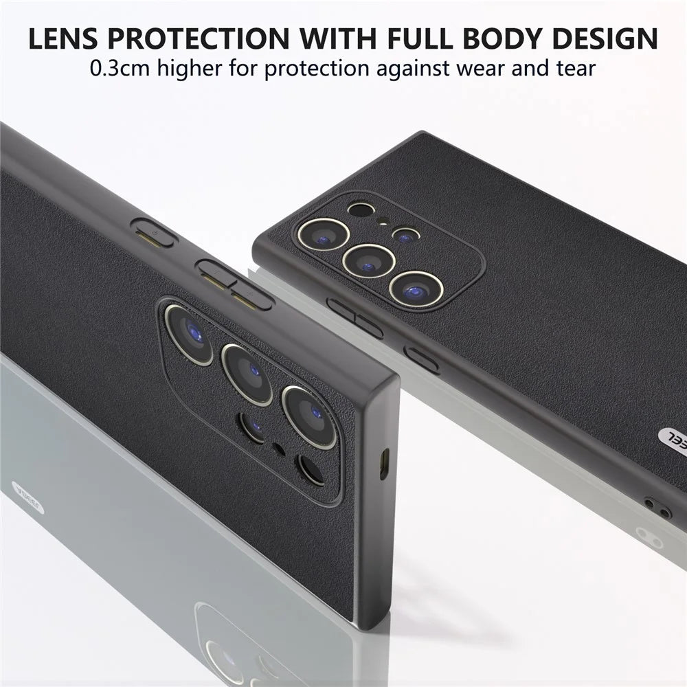 ABEEL For Samsung Galaxy S24 Ultra Case Nappa Texture Drop Protection Phone Cover - Black - 5