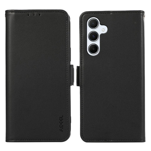 ABEEL For Samsung Galaxy S25 / S24 Case RFID Blocking Flip Magnetic Buckle Leather Phone Cover - Black - 1