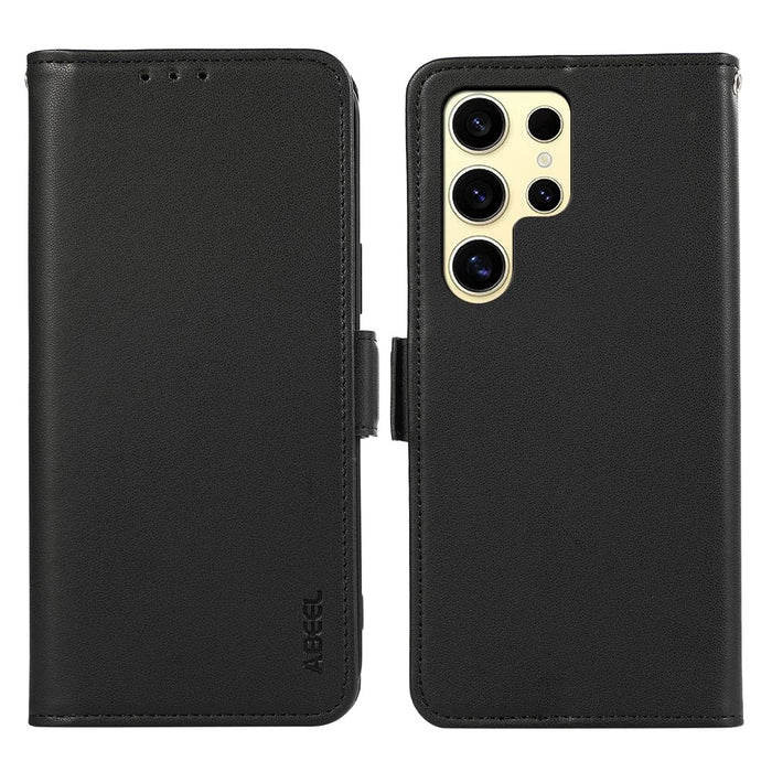 ABEEL For Samsung Galaxy S22 Ultra 5G Case Wallet Leather Blocking RFID Shockproof Phone Cover - Black - 1