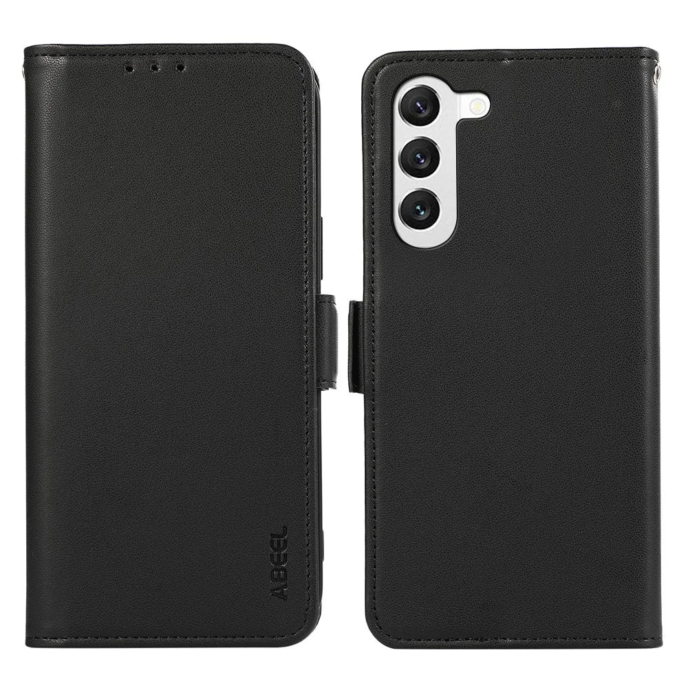 ABEEL For Samsung Galaxy S22 5G TPU+PU Leather Case Phone Stand Wallet RFID Blocking Phone Cover - Black - 1