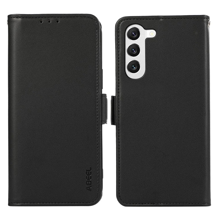 ABEEL For Samsung Galaxy S22 5G TPU+PU Leather Case Phone Stand Wallet RFID Blocking Phone Cover - Black - 1