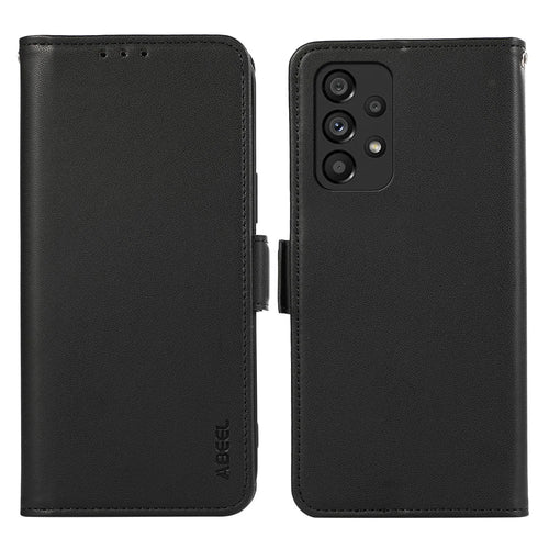 ABEEL For Samsung Galaxy A53 5G Magnetic Phone Case RFID Blocking PU Leather Stand Cover - Black - 1