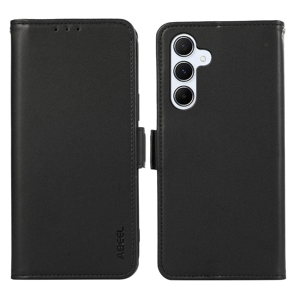 ABEEL PU Leather Case for Samsung Galaxy A54 5G RFID Blocking Wallet Cell Phone Stand Cover - Black - 1