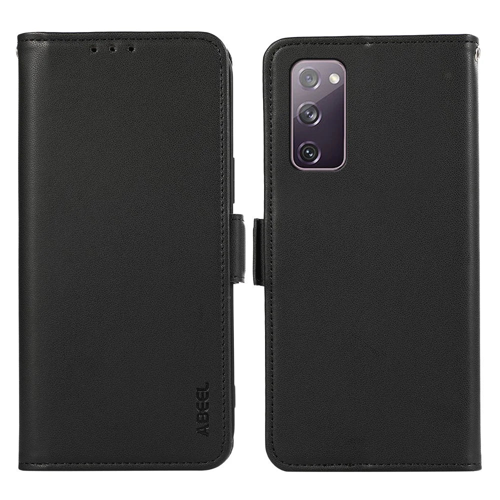 ABEEL For Samsung Galaxy S20 FE / S20 FE 5G / S20 FE 2022 / S20 Lite Case Leather RFID Blocking Wallet Phone Shell - Black - 1