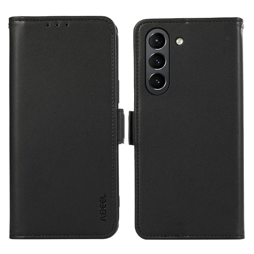 ABEEL RFID Blocking Phone Case for Samsung Galaxy S21 FE 5G Soft PU Leather Wallet Phone Stand Cover - Black - 1