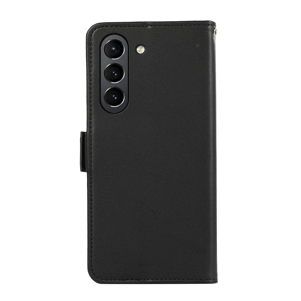 ABEEL RFID Blocking Phone Case for Samsung Galaxy S21 FE 5G Soft PU Leather Wallet Phone Stand Cover - Black - 7