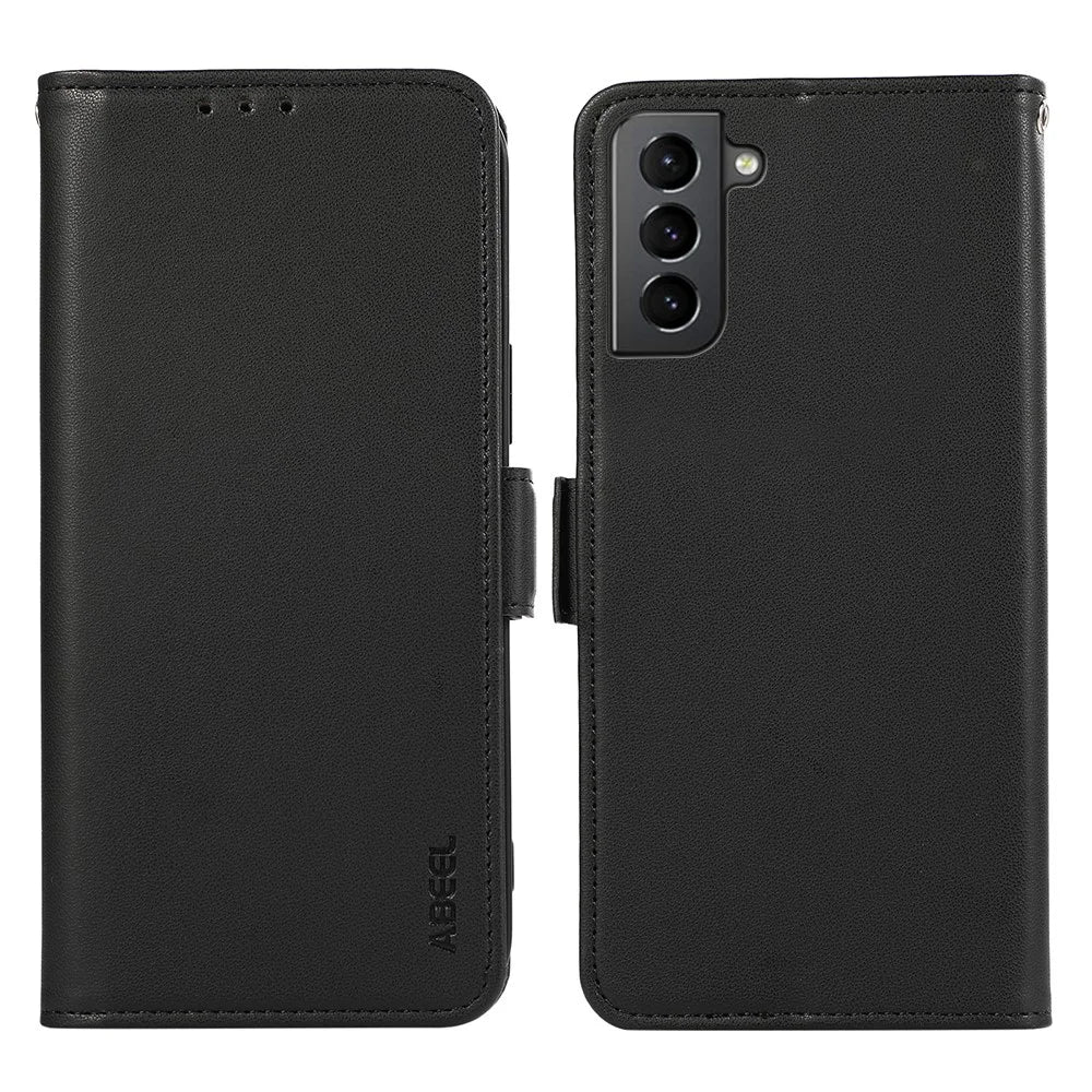 ABEEL For Samsung Galaxy S21+ 5G Wallet Stand Case RFID Blocking PU Leather Cell Phone Cover - Black - 1
