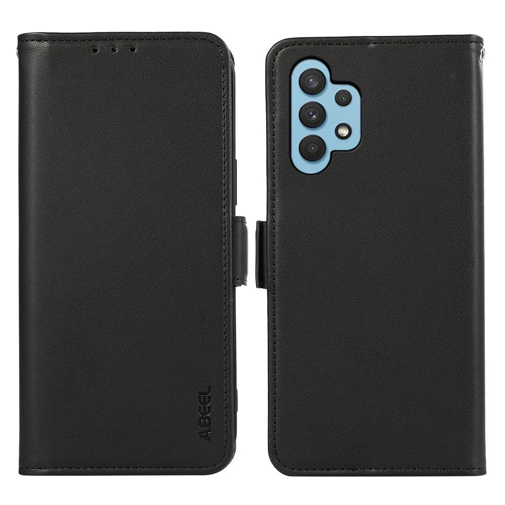 ABEEL For Samsung Galaxy A32 4G (EU Version) RFID Blocking Wallet Leather Case Phone Shell - Black - 1