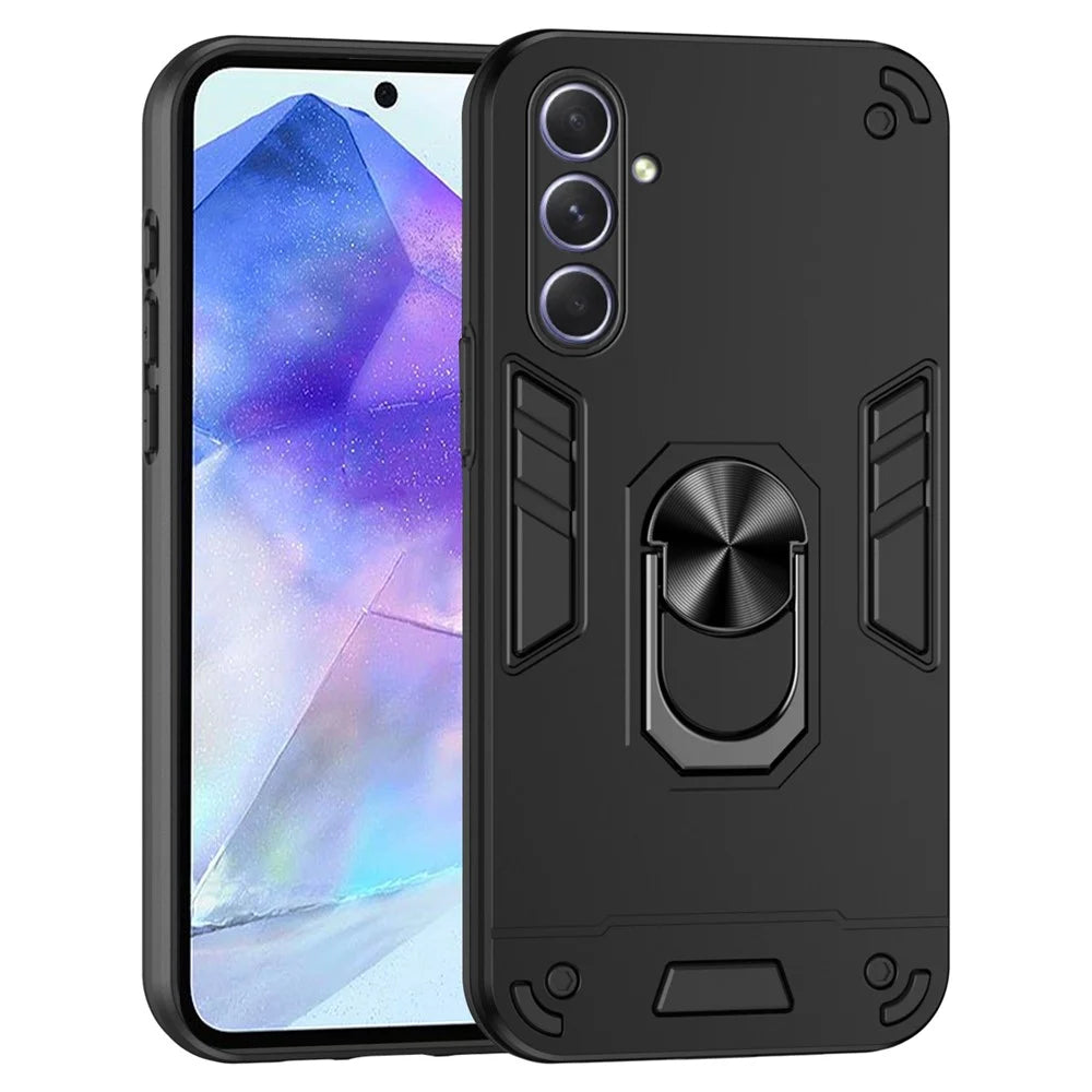 For Samsung Galaxy A55 5G Case Kickstand Phone Cover Support Magnetic Car Mount - Black - 1