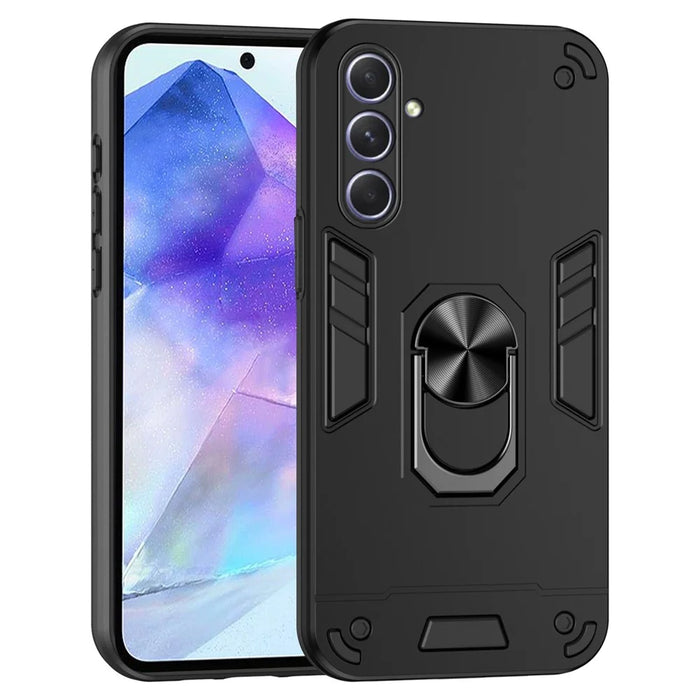For Samsung Galaxy A55 5G Case Kickstand Phone Cover Support Magnetic Car Mount - Black - 1