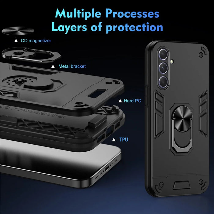 For Samsung Galaxy A55 5G Case Kickstand Phone Cover Support Magnetic Car Mount - Black - 7