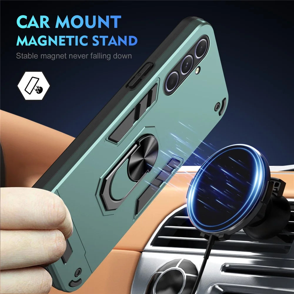 For Samsung Galaxy A25 5G (Global) (161.0 x 76.5 x 8.3mm) Case Kickstand Car Mount Phone Case - Green - 2