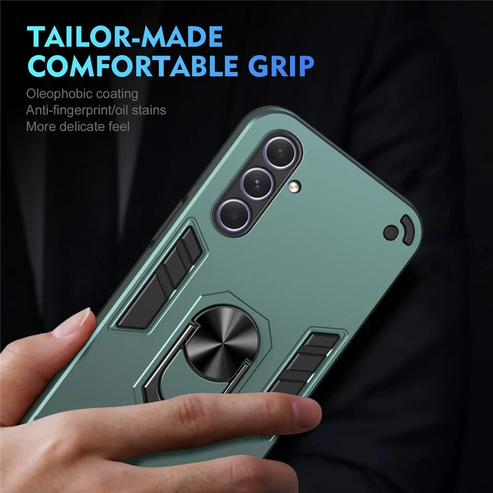 For Samsung Galaxy A25 5G (Global) (161.0 x 76.5 x 8.3mm) Case Kickstand Car Mount Phone Case - Green - 5