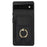 For Google Pixel 6a Phone Case PU Leather+TPU Card Holder Cover with Ring Holder - Black - 2