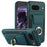For Google Pixel 8 Case Ring Holder PU Leather+TPU Card Holder Phone Cover - Green - 1