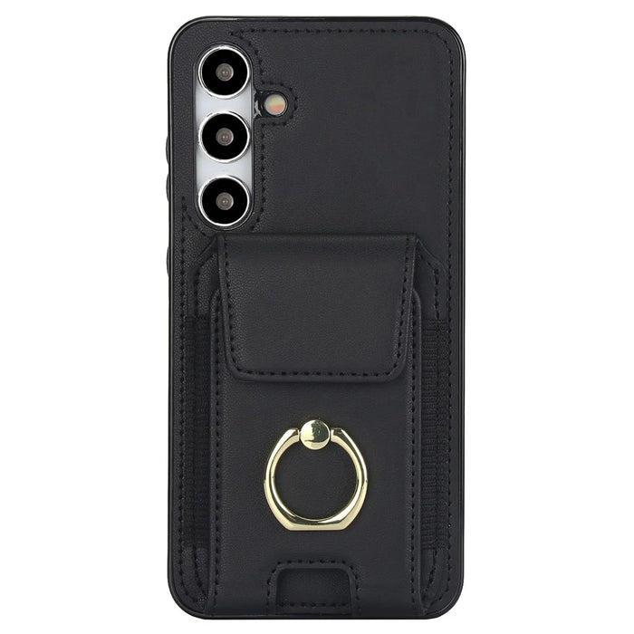 For Samsung Galaxy S24+ Case Drop-proof PU Leather+TPU Kickstand Smart Phone Cover - Black - 2