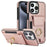 For iPhone 15 Pro Case PU Leather + TPU Anti-Drop Kickstand Phone Cover - Rose Gold - 1