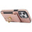 For iPhone 15 Pro Case PU Leather + TPU Anti-Drop Kickstand Phone Cover - Rose Gold - 4