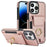 For iPhone 14 Pro Max Case Card Holder Kickstand Leather Coated TPU Phone Cover - Rose Gold - 1