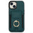 For iPhone 15 Kickstand Case Leather + TPU Phone Cover with Card Holder - Green - 2