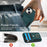 For iPhone 15 Kickstand Case Leather + TPU Phone Cover with Card Holder - Green - 6