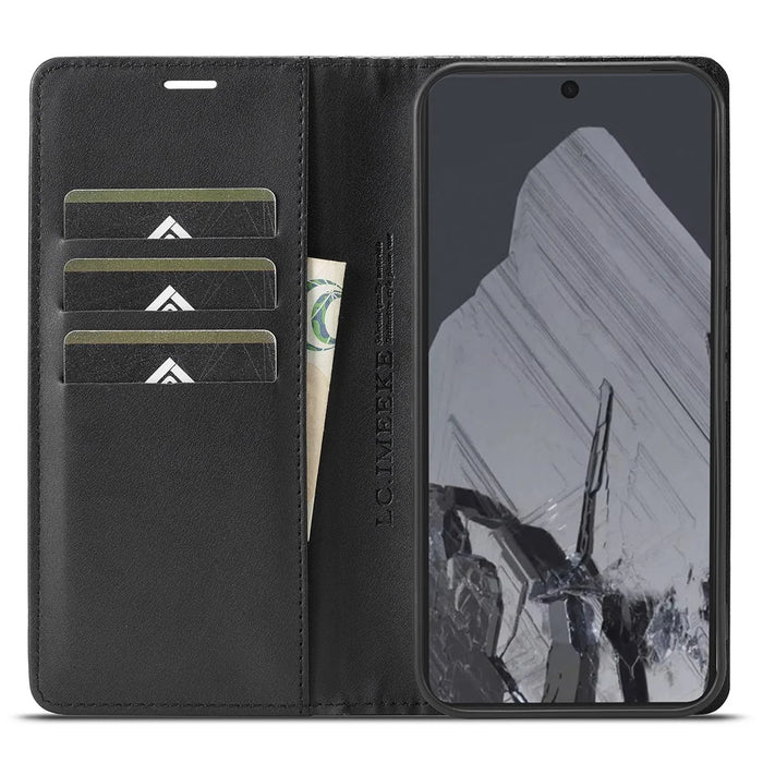LC.IMEEKE For Google Pixel 9 / Pixel 9 Pro Magnetic Case Carbon Fiber Texture Phone Wallet Cover - Vertical Stripe - 2