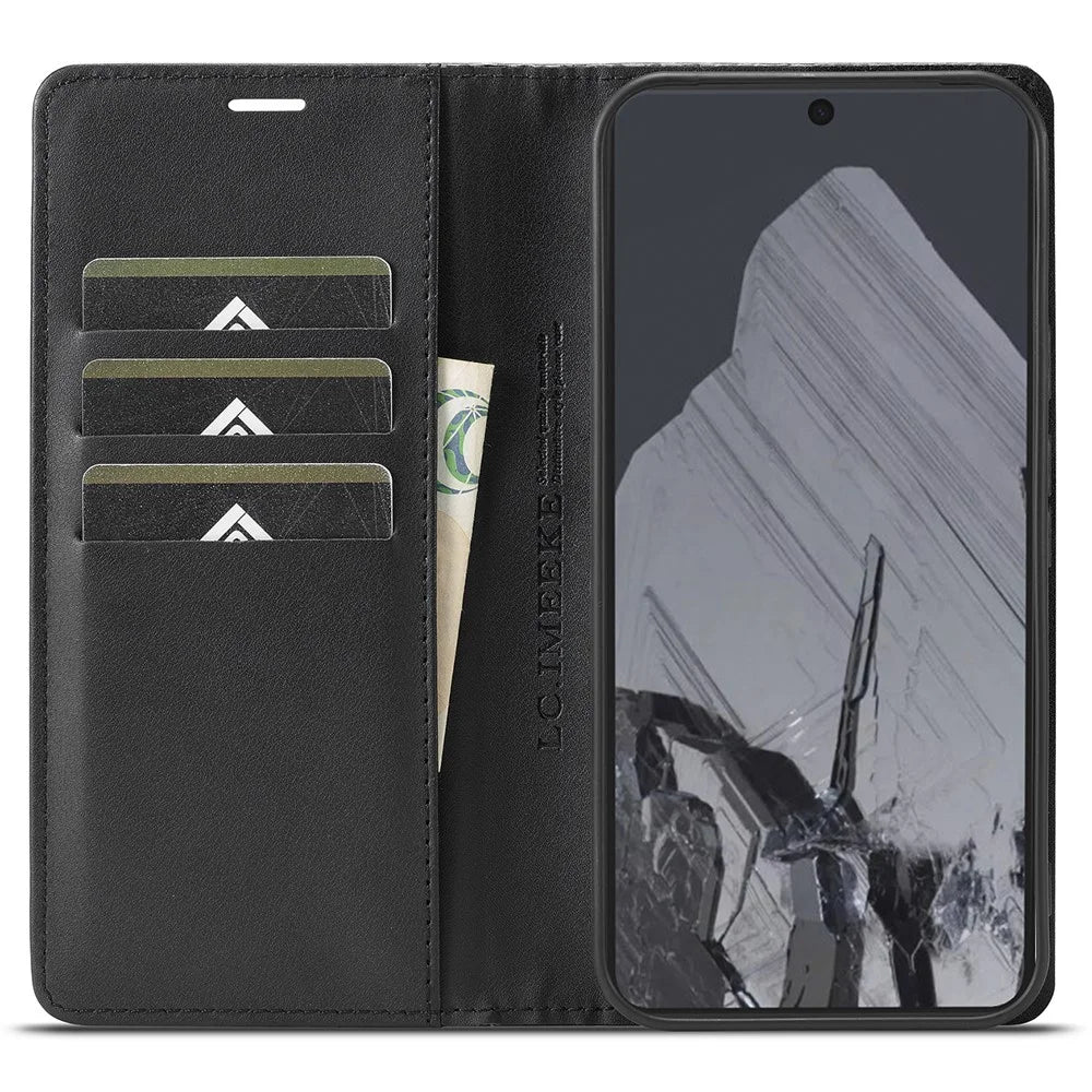 LC.IMEEKE For Google Pixel 9 Pro XL Wallet Case Carbon Fiber Texture Leather Flip Phone Cover - Vertical Stripe - 2