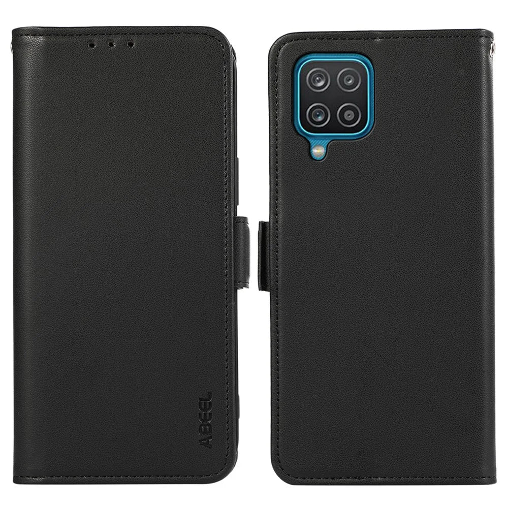 ABEEL For Samsung Galaxy A12 Case Wallet Leather Protective Phone Cover RFID Blocking - Black - 1