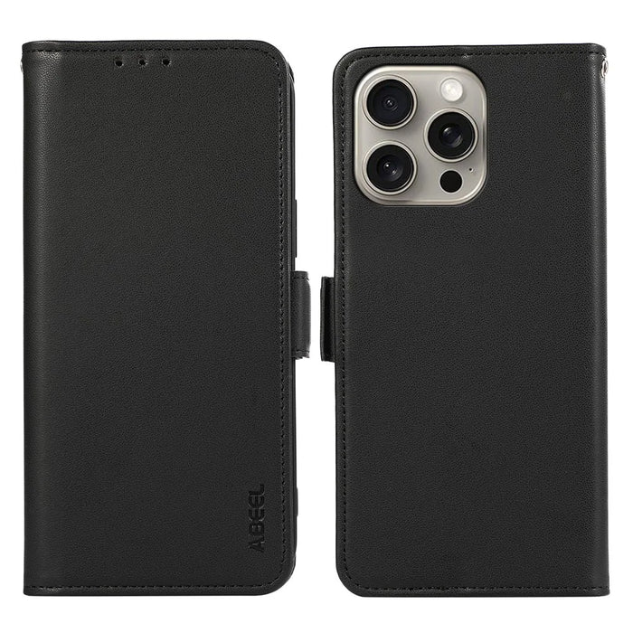 ABEEL For iPhone 14 Pro Max Case RFID Blocking Cell Phone Shell with Wallet - Black - 1