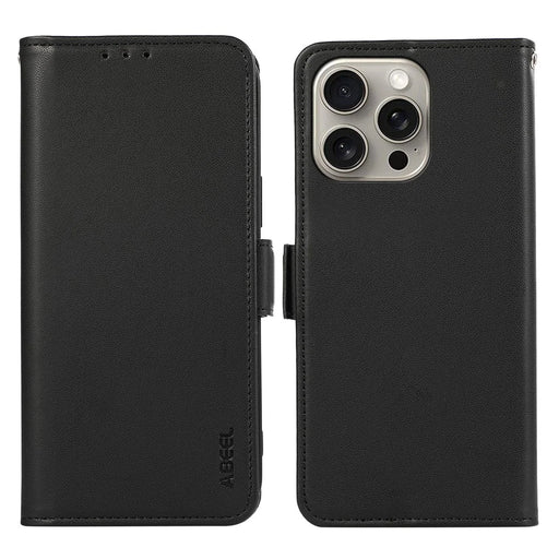 ABEEL For iPhone 12 Pro Max Wallet Case RFID Blocking Leather Stand Phone Cover - Black - 1