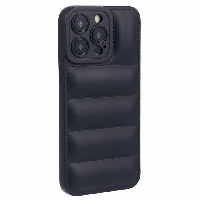 JTW Series For iPhone 15 Pro Max Shock-Absorbent TPU Case Down Jacket Design Phone Protector - Black - 1