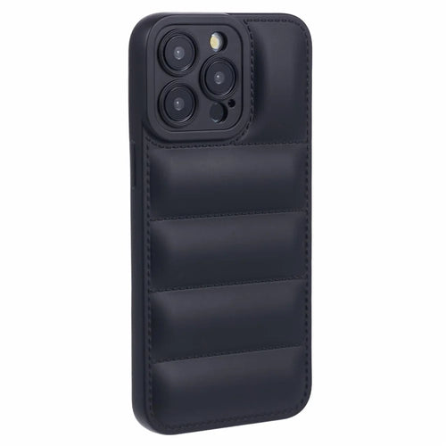 JTW Series For iPhone 12 Pro Max 6.7 inch Cell Phone Cases Rubberized Grid Down Jacket Texture Cover - Black - 1