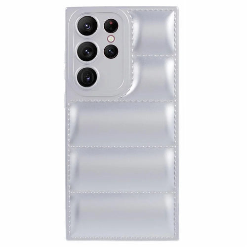 JTW Series For Samsung Galaxy S22 Ultra 5G TPU Cover Down Jacket Design Phone Case - Silver - 1
