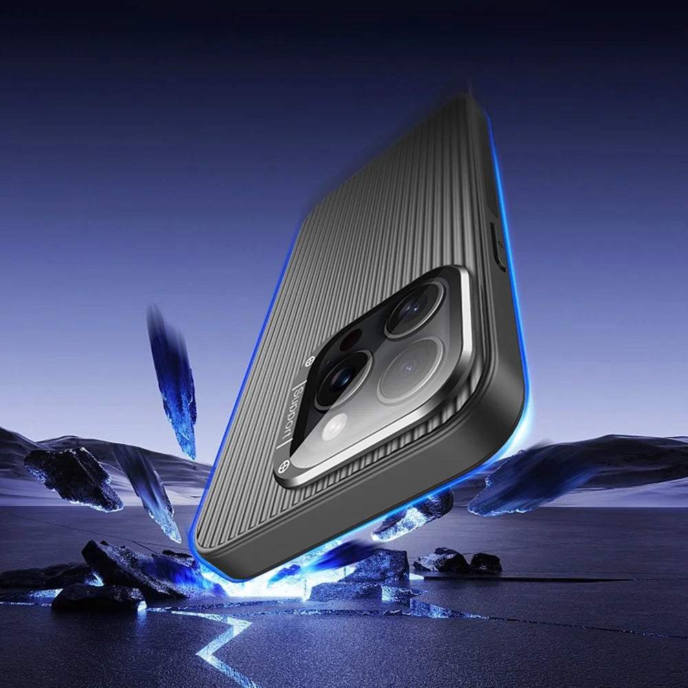 For iPhone 15 Pro Max Magnetic Case Metal Lens Frame Kickstand PC+TPU Phone Cover with Lens Film - Black - 6