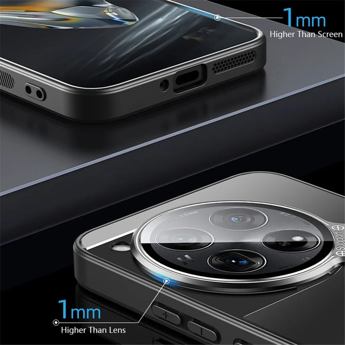 For OnePlus 12 5G Cell Phone Cases Matte PC+TPU Cover with Lens Frame Kickstand - Black - 7